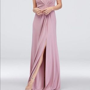 David’s Bridal Drapey Jersey V-neck Dusty Rose DS20007